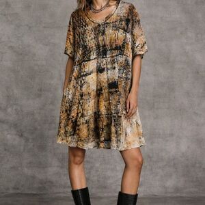 Heyne Bogut Womens Hand Tie Dye Short Sleeve Midi Dress Womens Size 2